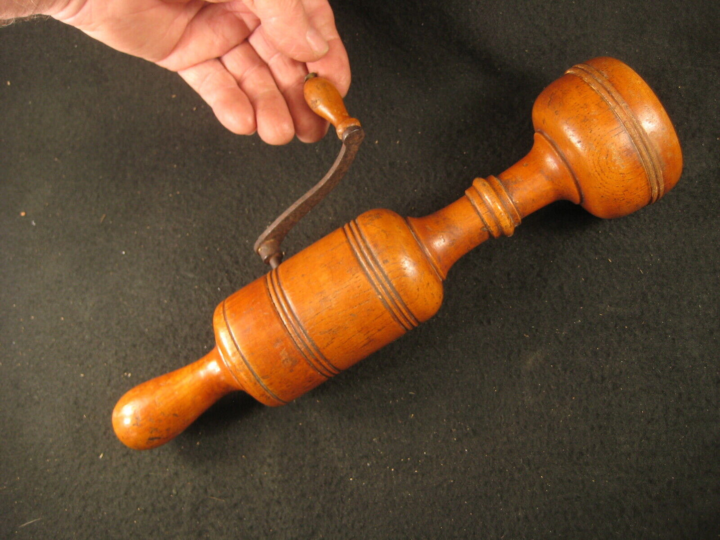 Antique Meiji Era (Early 1900'S)  Japanese Hand Crank Massager Zelkova Wood