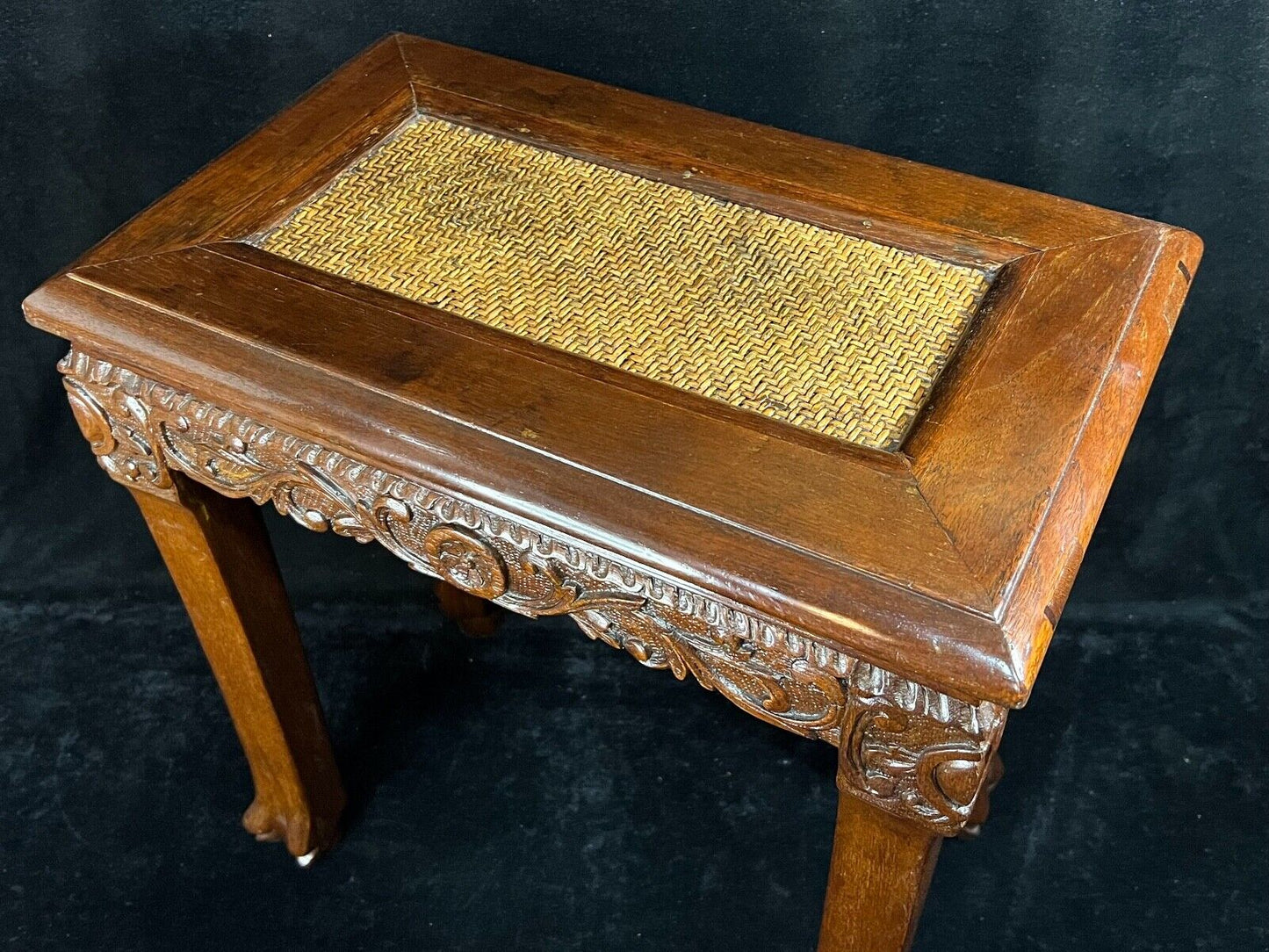 Antique Chinese Ming Style Stool Late Qing Dynasty Carved (Set of 2 Available)