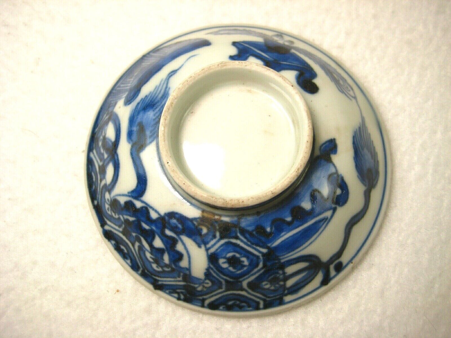 Vintage Chinese Ceramic Hand Painted In Cobalt Blue Sauce Mustard Dish