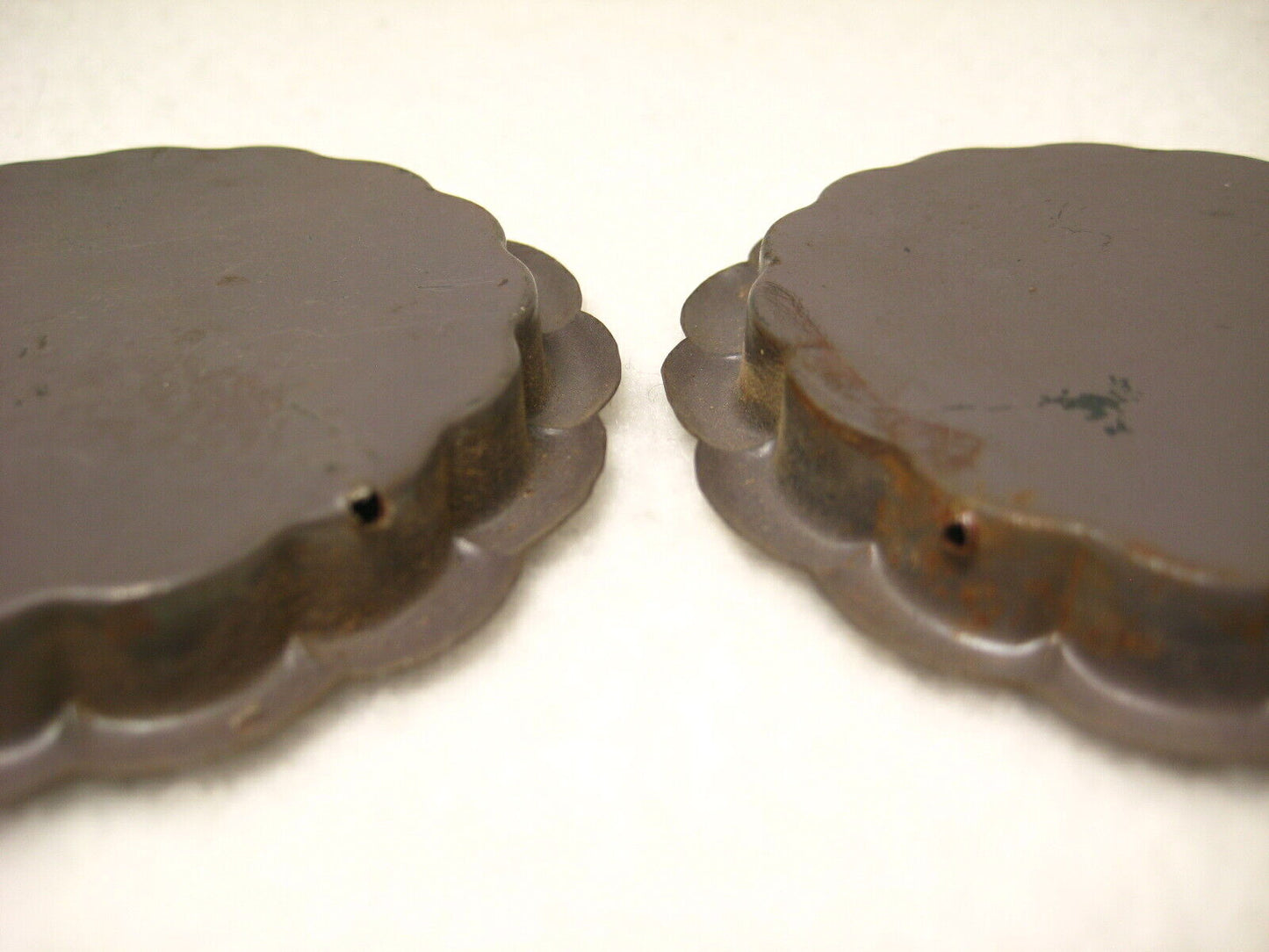 Vintage Japanese C1930 Set 2 Steel Hikite Sliding Fusuma Door Pulls Flower
