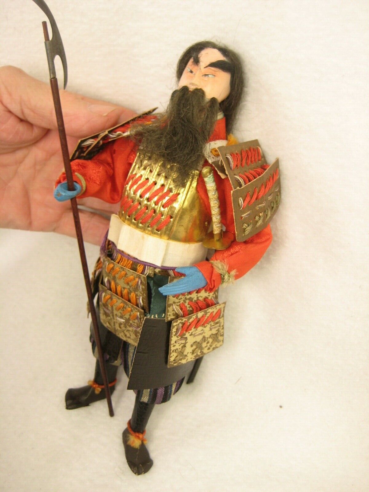 Antique Japanese Samurai Warrior Shogun Doll Wooden Gofun Face Full Armor