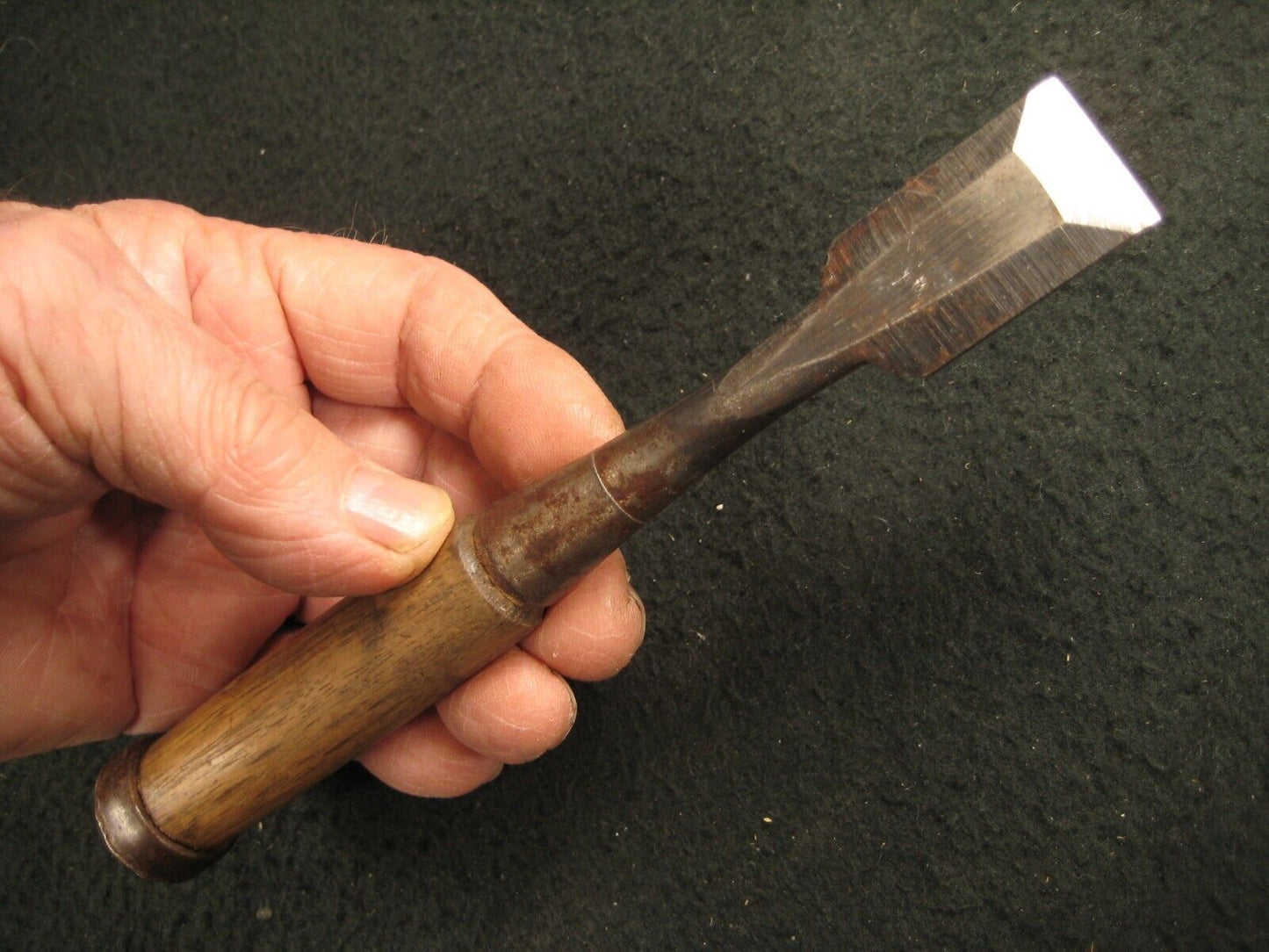 Vintage Japanese Chisel Laminated Forged Iron Blade Nomi Red Oak Handle 7/8"