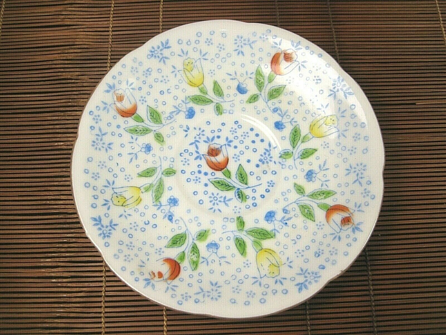 Antique Japanese C1920 Hand Painted Tea Cup & Saucer Set Floral Motif