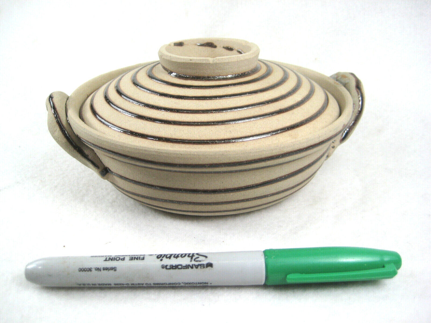 Japanese Ceramic Hot Pot Donabe For Nabe Shabu Sukiyaki Spiral Pattern 6.5"