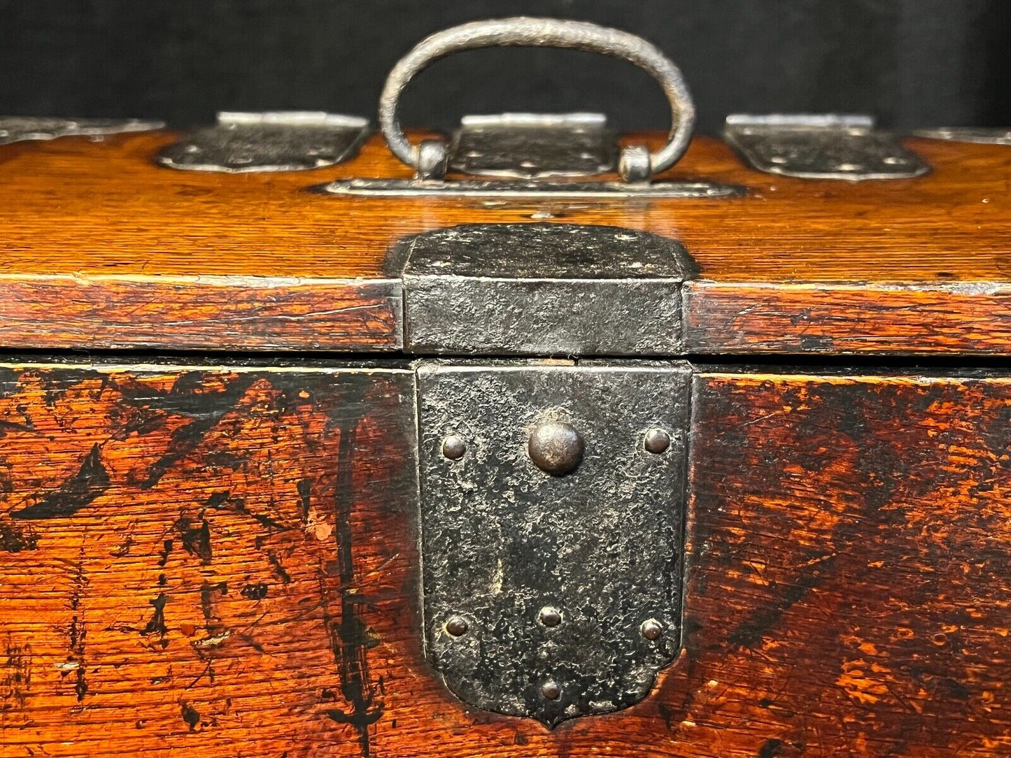 Antique Japanese Meiji Era C1880 Keyaki Wood Suzuribako Calligraphy Tansu