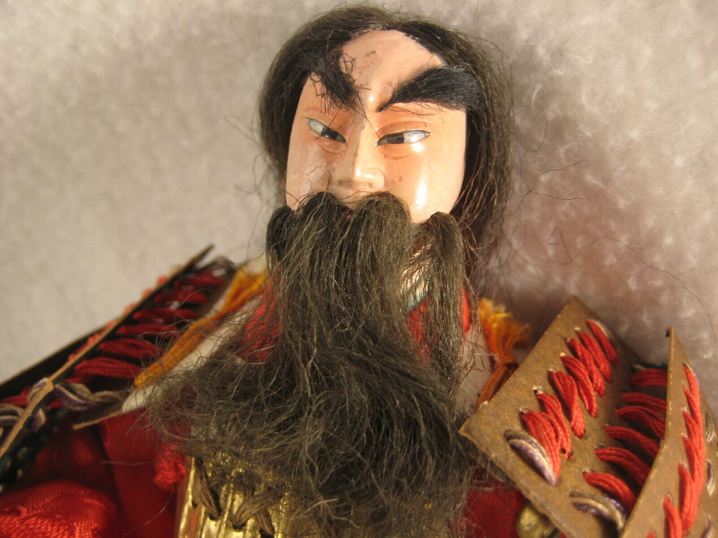 Antique Japanese Samurai Warrior Shogun Doll Wooden Gofun Face Full Armor