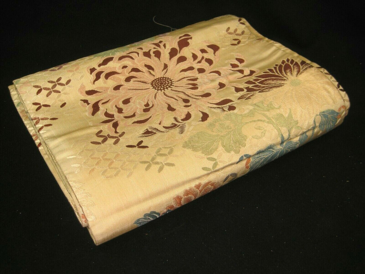 Japanese Cream Color Obi Sash For Kimono Belt Chrysanthemum Kiku Flowers