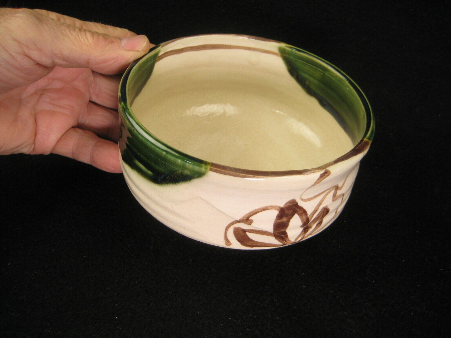 Antique Japanese Signed Oribe Ware Tea Ceremony Ceramic Chawan Tea Bowl