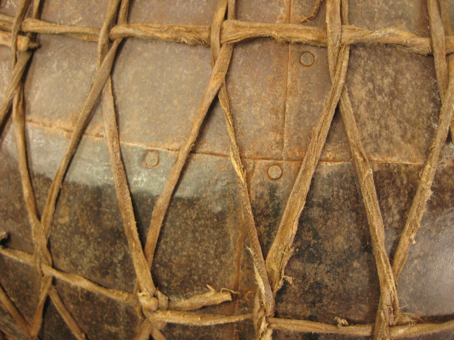 Vintage Hand Made African Kettle Drum Huge Riveted Steel 31" Drum w/ Stand