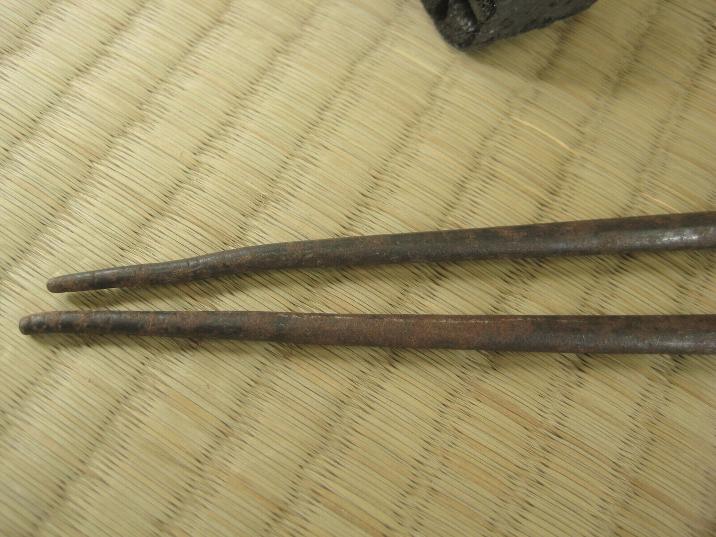 Antique Japanese (C1860) Chado Hibashi Fire Chopstickscast Iron 11"