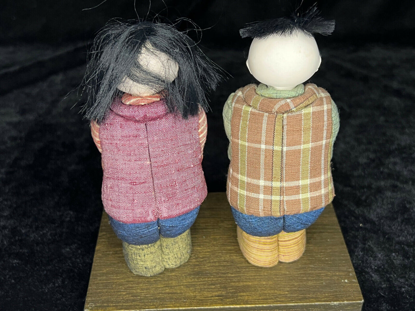Vintage Japanese Kimekomi Dolls Boy & Girl Folk Art In Fabric 5.5"