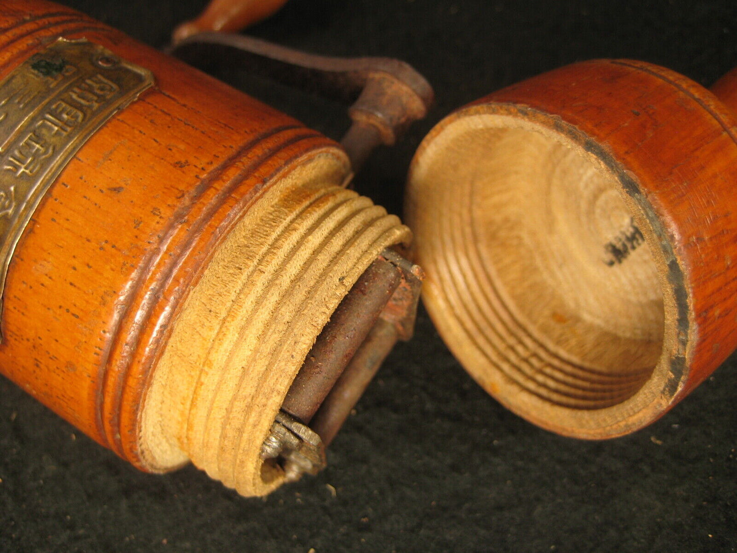 Antique Meiji Era (Early 1900'S)  Japanese Hand Crank Massager Zelkova Wood
