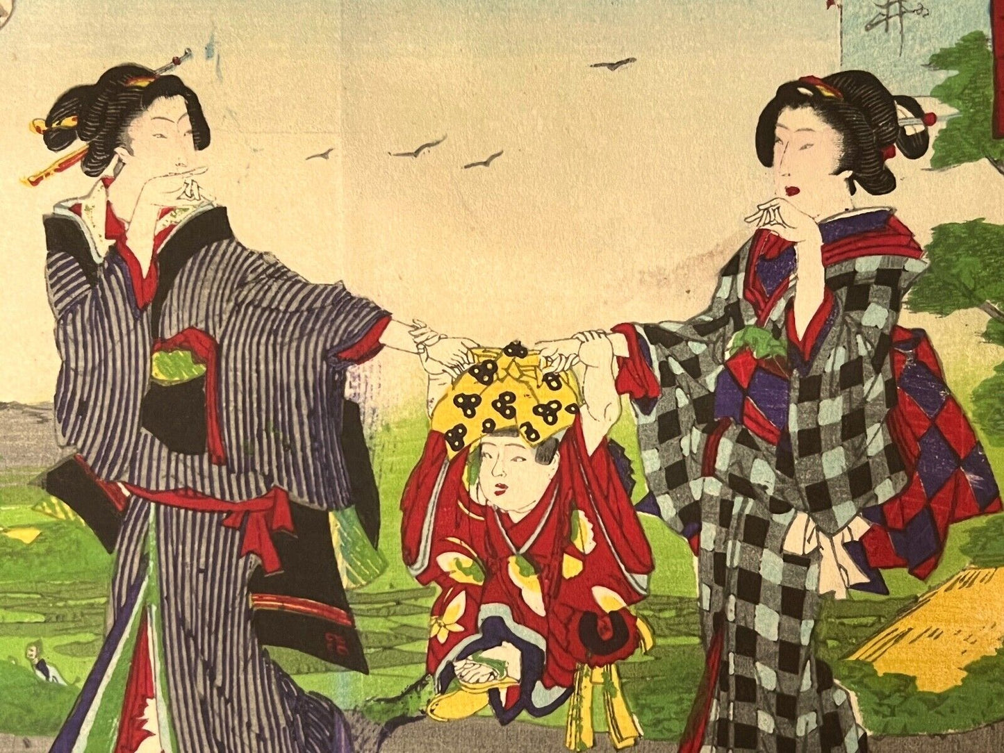 Female Ukiyo-E Artist Chikayoshi Toyohara Giclee Woodblock C1875 9.5"x7"