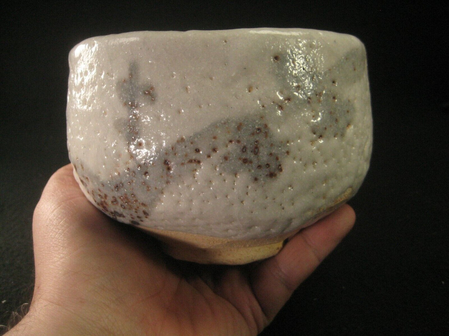 Vintage Japanese Signed Tea Ceremony Ceramic Chawan Large White Tea Bowl