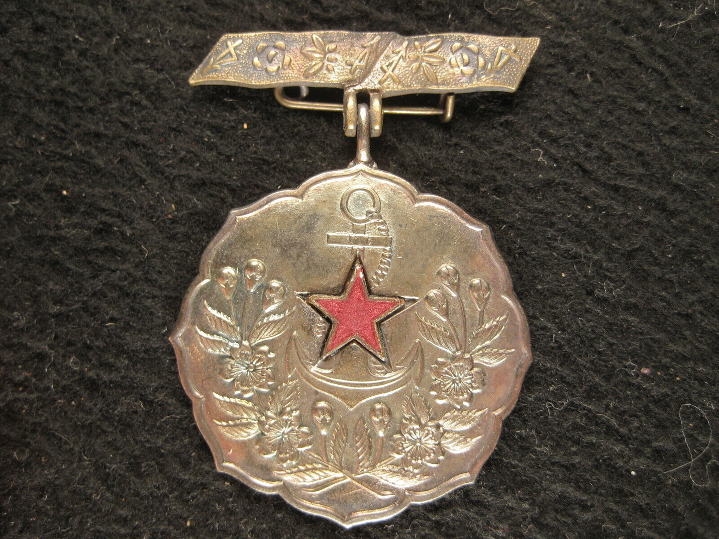 Antique Japanese Ww2 Sterling Silver Medal Patriotic Women'S Association Badge