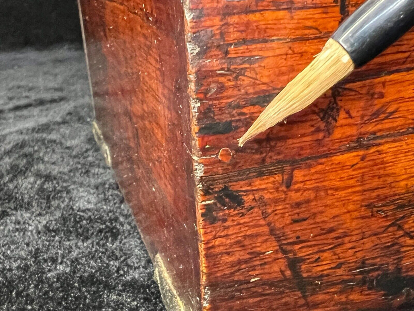 Antique Japanese Meiji Era C1880 Keyaki Wood Suzuribako Calligraphy Tansu