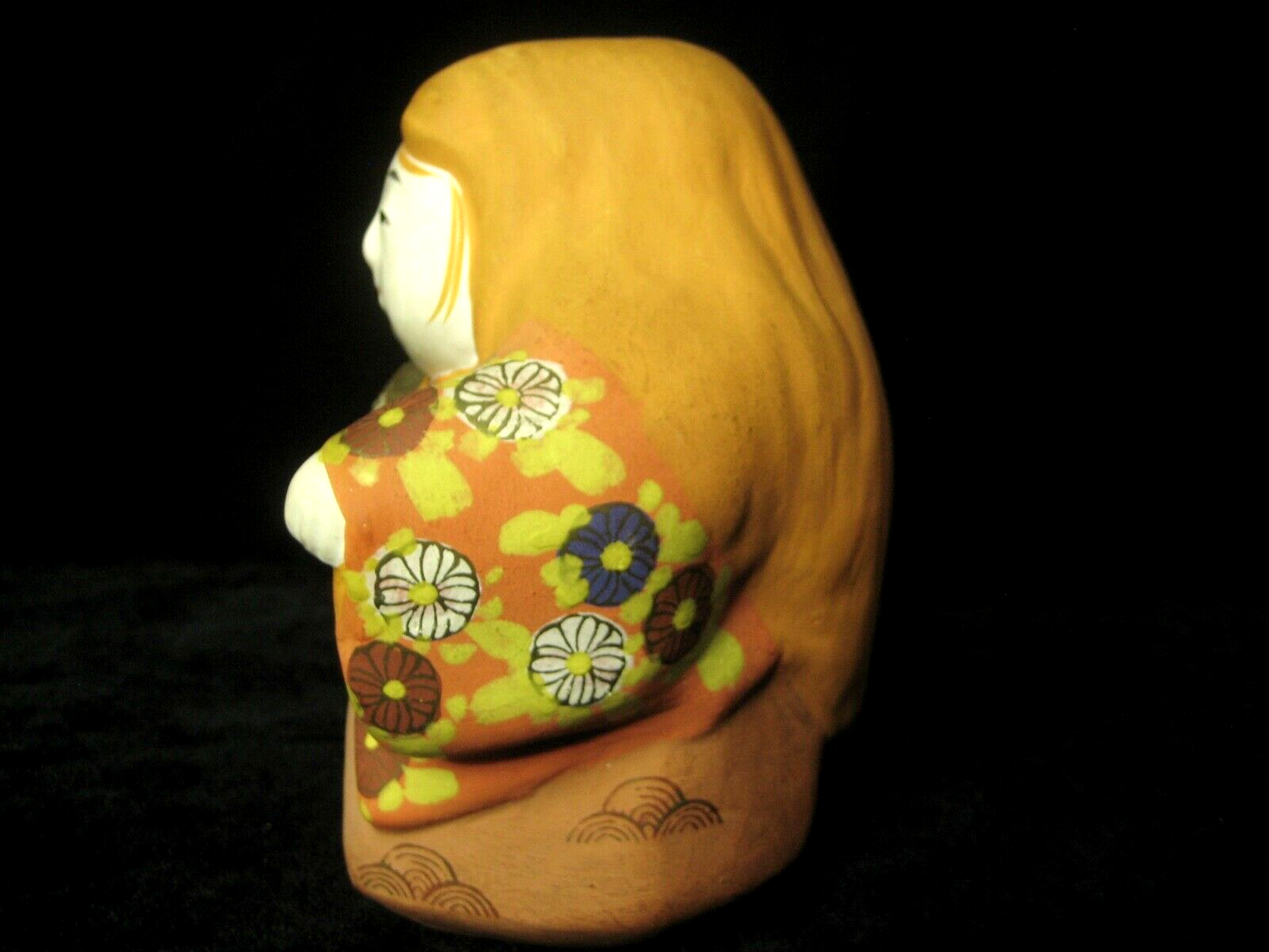 Vintage Japanese Kabuki Doll Renjishi Red Lion Dancer Ceramic Hand Painted 6"H