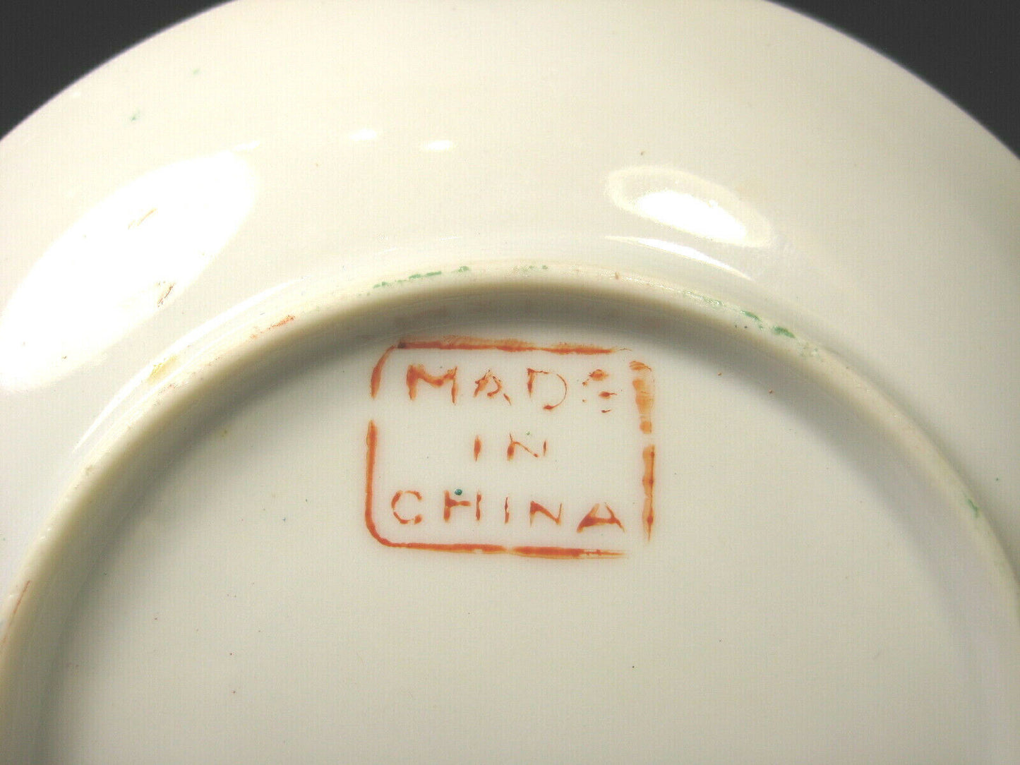 Vintage Chinese Ceramic Hand Painted Plate Dish Orange Green Birds & Flowers 5"