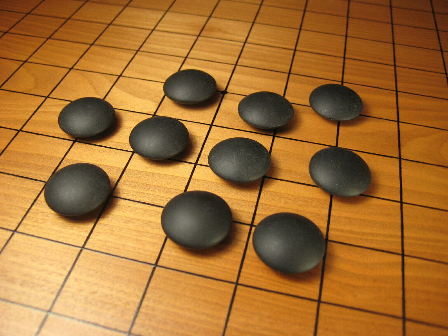Vintage Japanese Go Game Stones X10 For Replacement - Black Glass 10Pcs ~3/8"