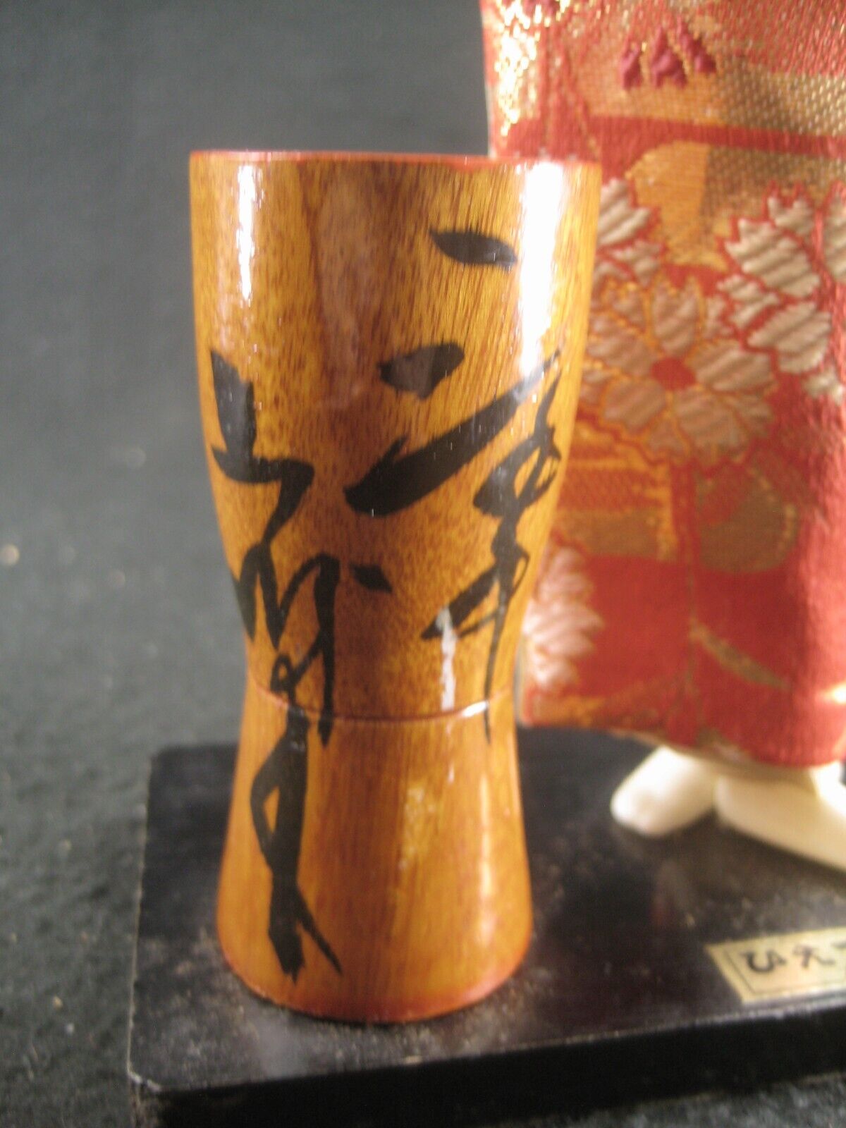 Vintage Japanese Geisha Doll W/ Bell In Red & White Sakura Kimono 11"