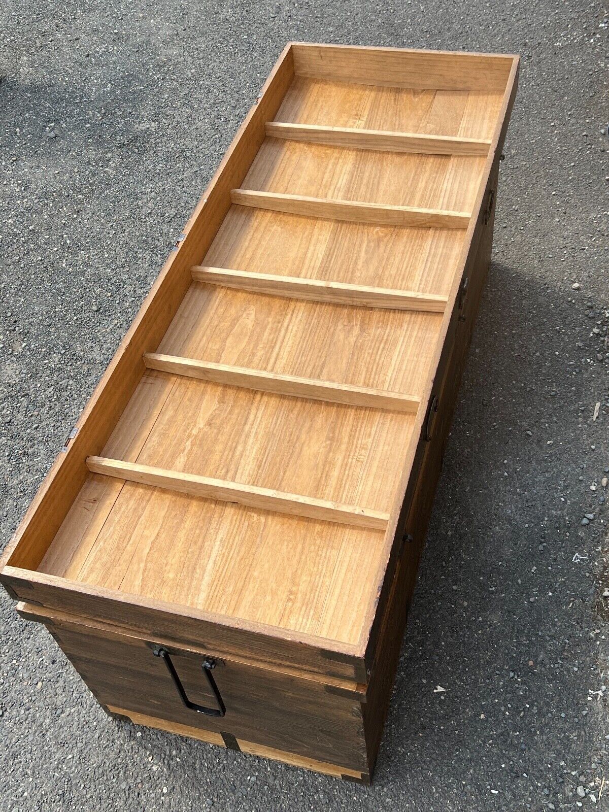Vintage Japanese Nagamochi Wedding Chest Kiri Wood W/ Kiri Crest 71"L