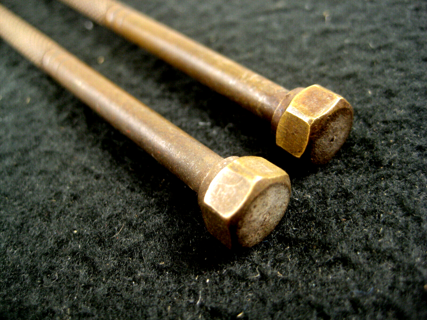 Antique Japanese (C1860) Chado Hibashi Fire Chopstick Bronze Hex Topped 10 "