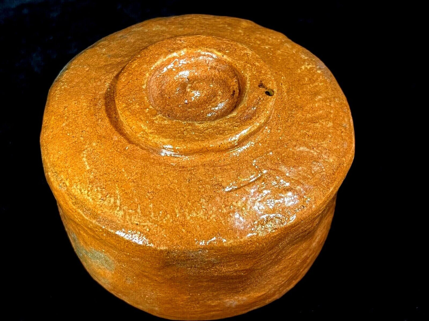 Vintage Japanese Tea Ceremony Ceramic Chawan Tea Bowl Raku Orange-Brown 5"