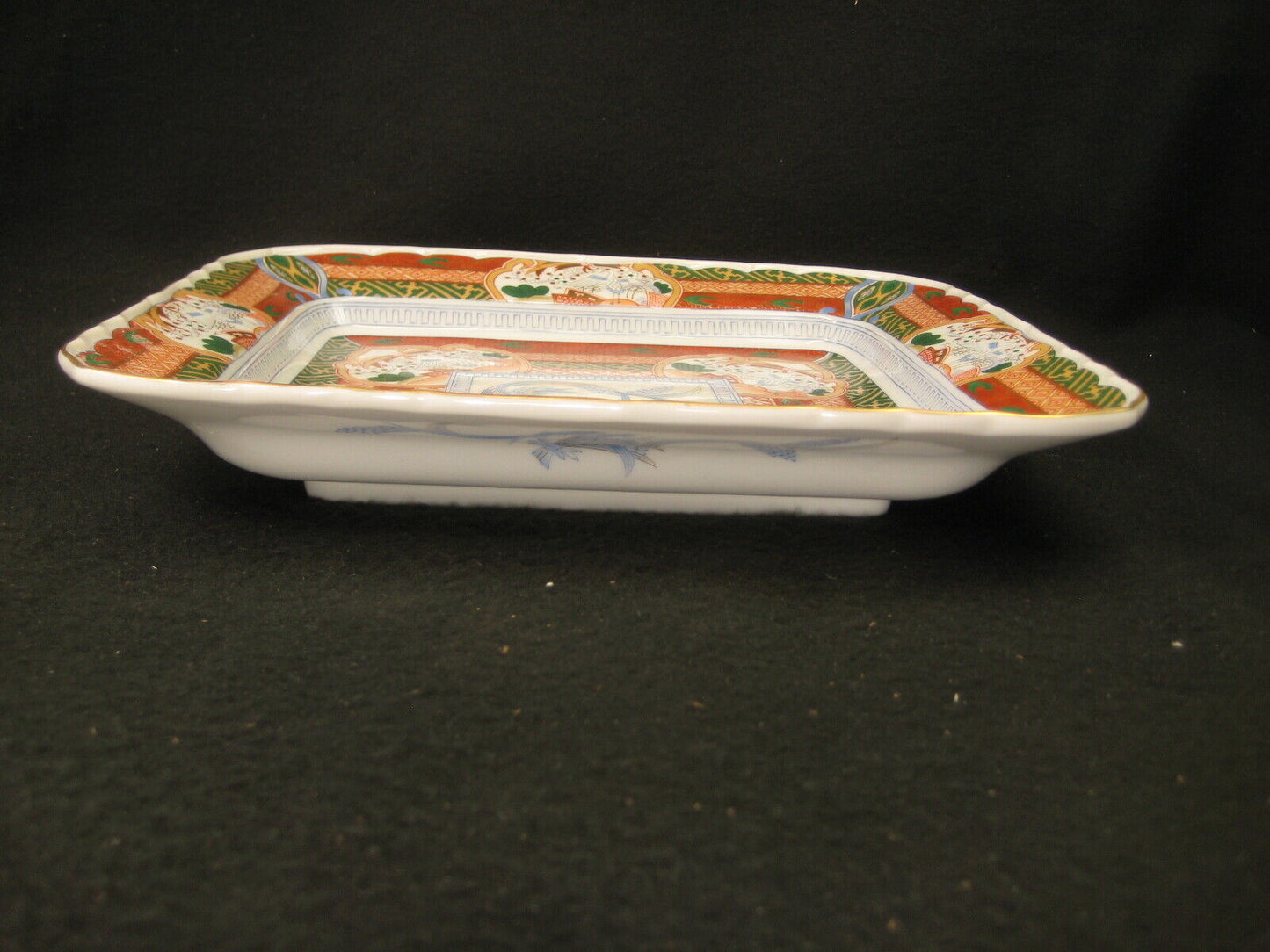 Vintage Japanese Imari Square Serving Plate Crane & Pine Rice Design