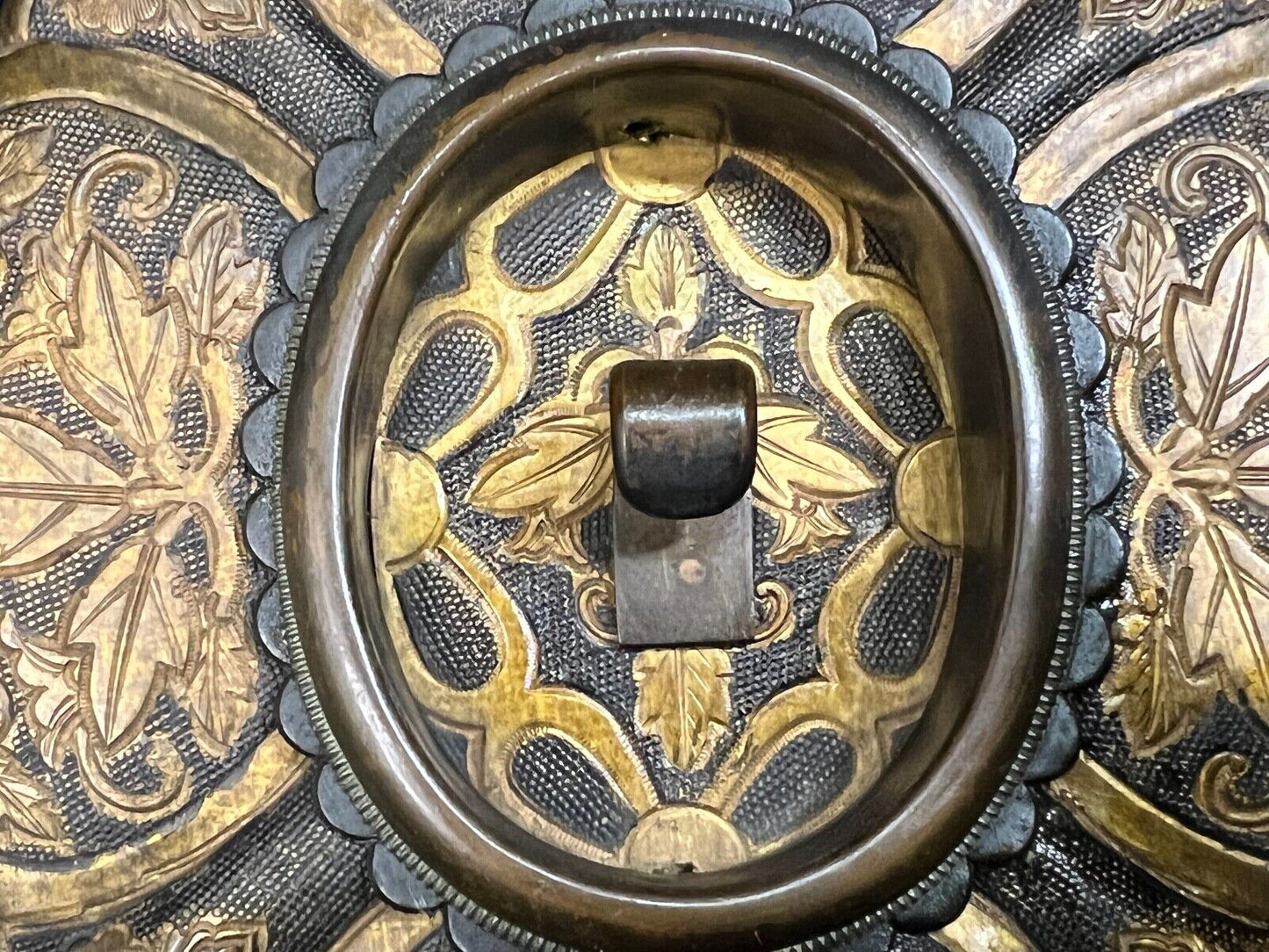 Antique Japanese C1920 Set 2 Copper Large Hikite Sliding Fusuma Door Pulls