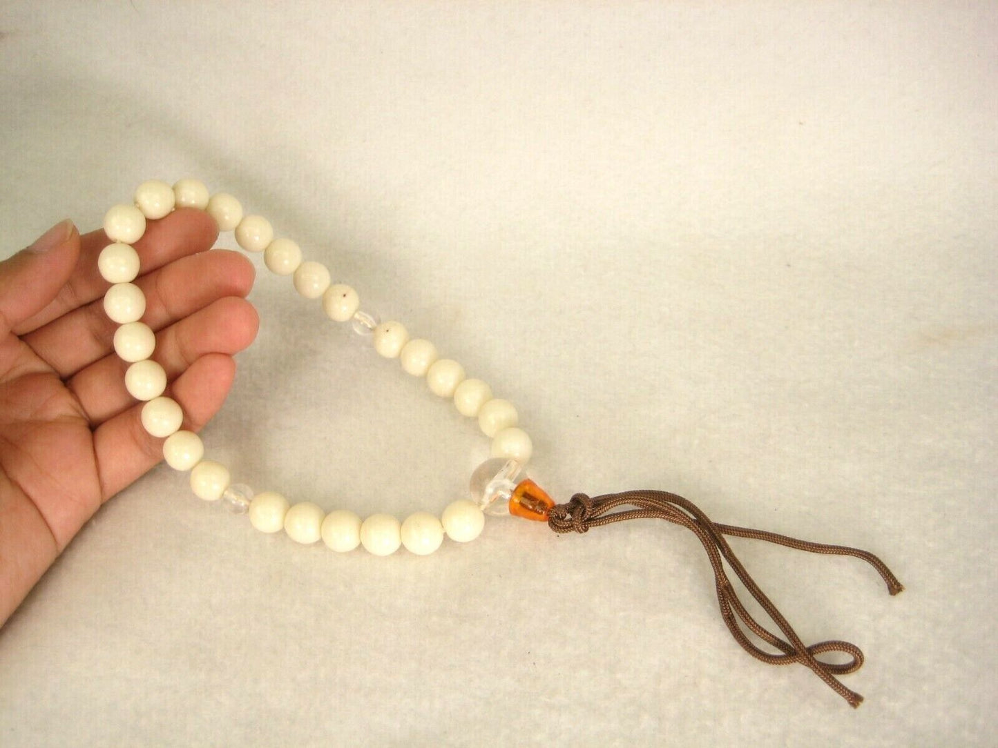 Vintage Japanese Buddhist White Prayer Beads Ojuzu Rosary Onenju Juzu