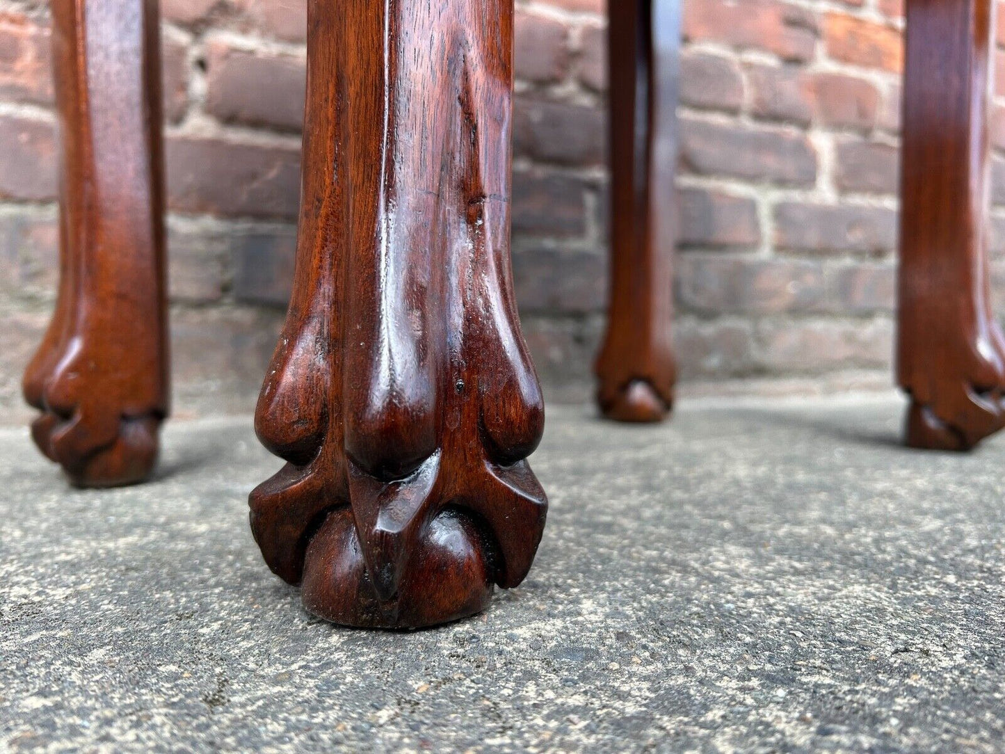 Antique Chinese Ming Style Stool Late Qing Dynasty Carved (Set of 2 Available)