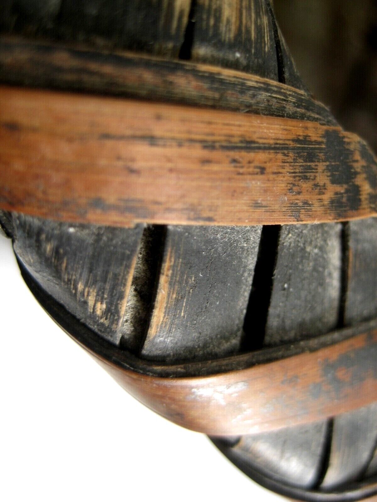 Antique Japanese Edo (C1850) Hand Made Bamboo Hot Coal Basket With Handle