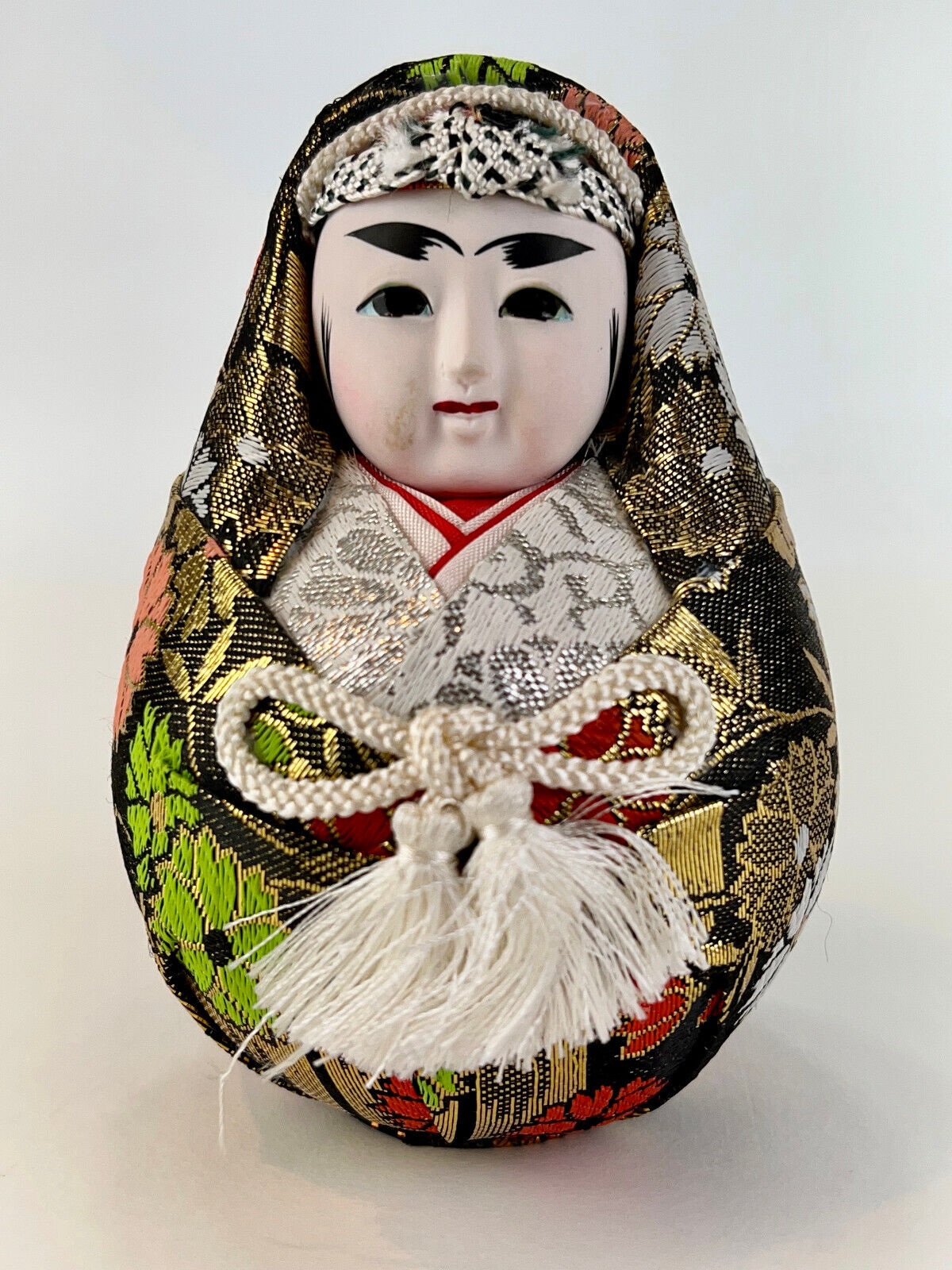 Vintage Japanese Dolls Daruma Hime Ningyo Pair Empress Jingu Handpainted 5"~
