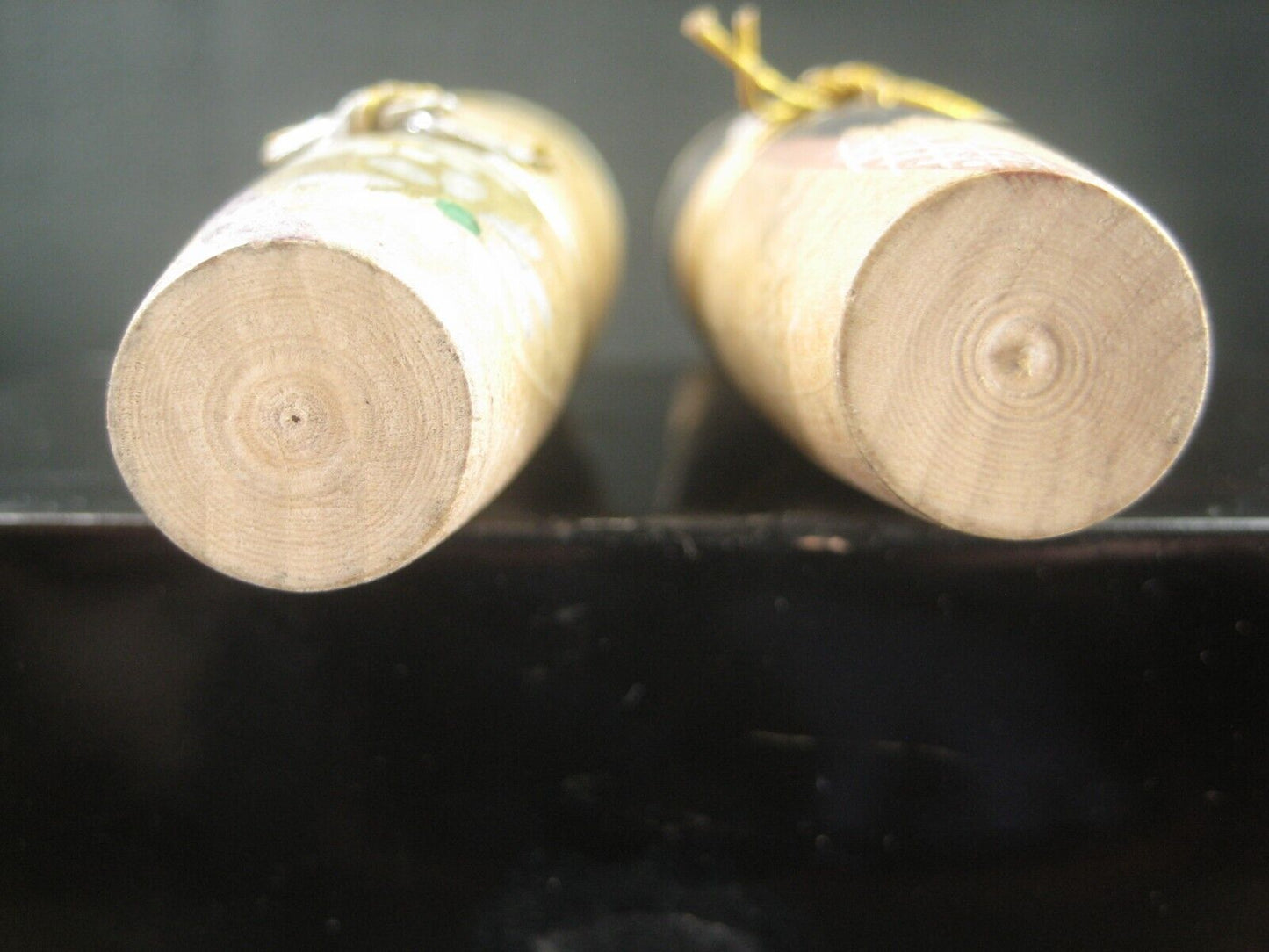 Vintage Japanese Kokeshi Gold And Black Wooden Doll Kimono 6"