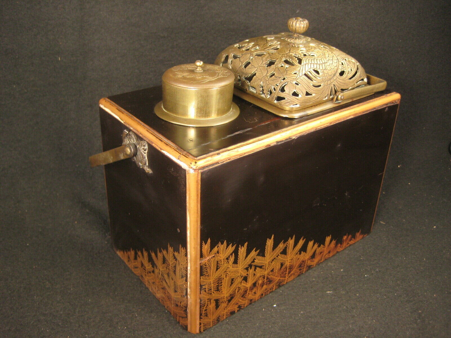 Antique Japanese C.1820 Edo Era Tabakobon 3 Drawer Teaburi Smokers Tansu