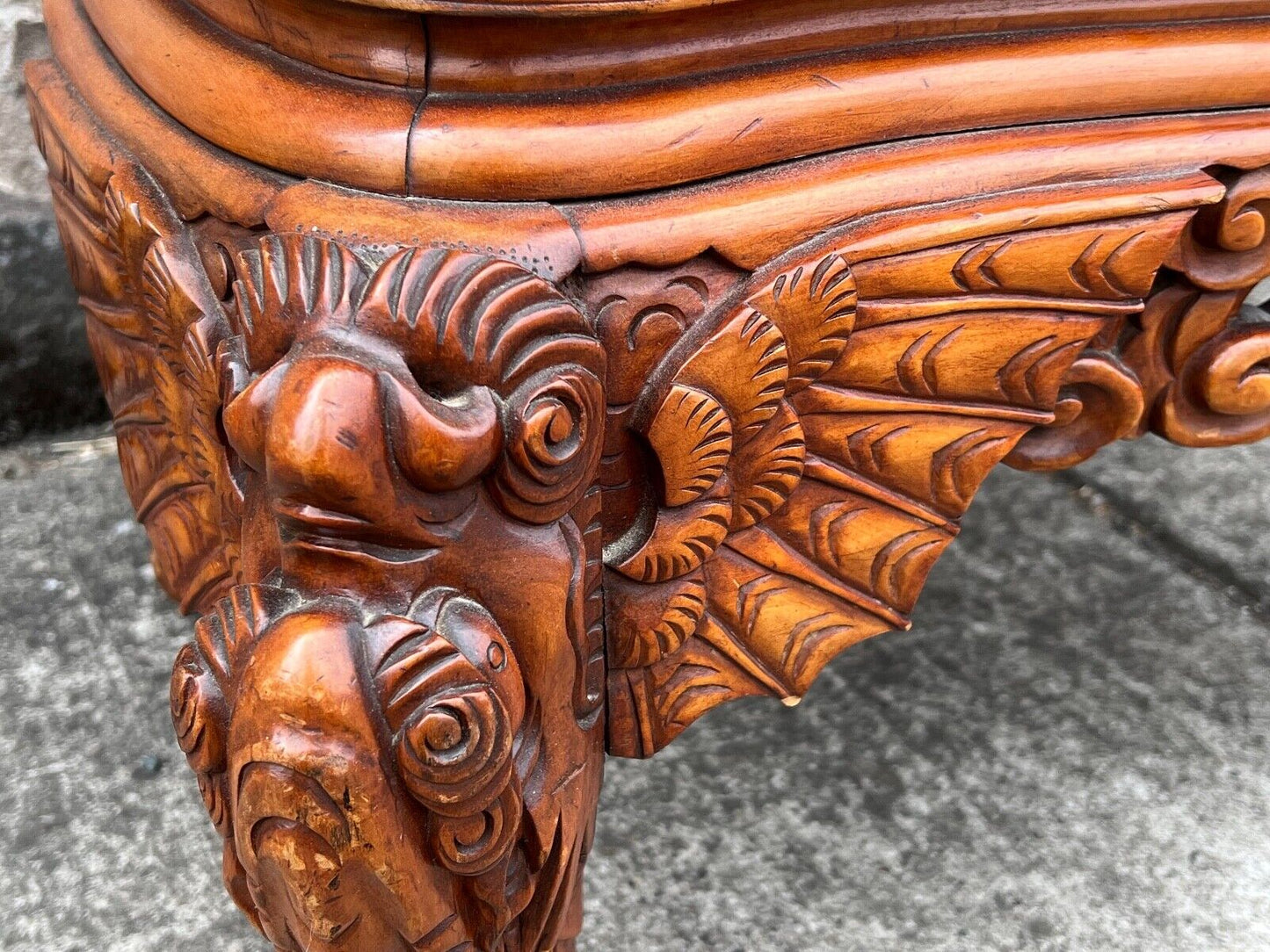 Antique Japanese Meiji Era (C1900) Dragon Chair Hand Carved For Export 17"Seat