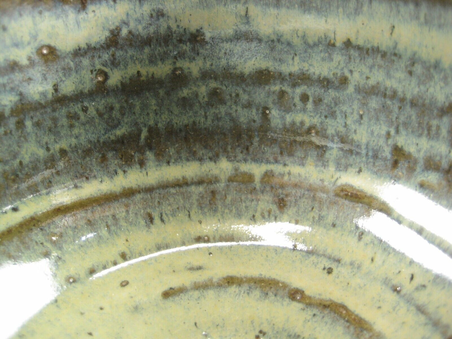 Vintage Japanese Tea Ceremony Ceramic Chawan Tea Bowl Green Hairsfur Glaze