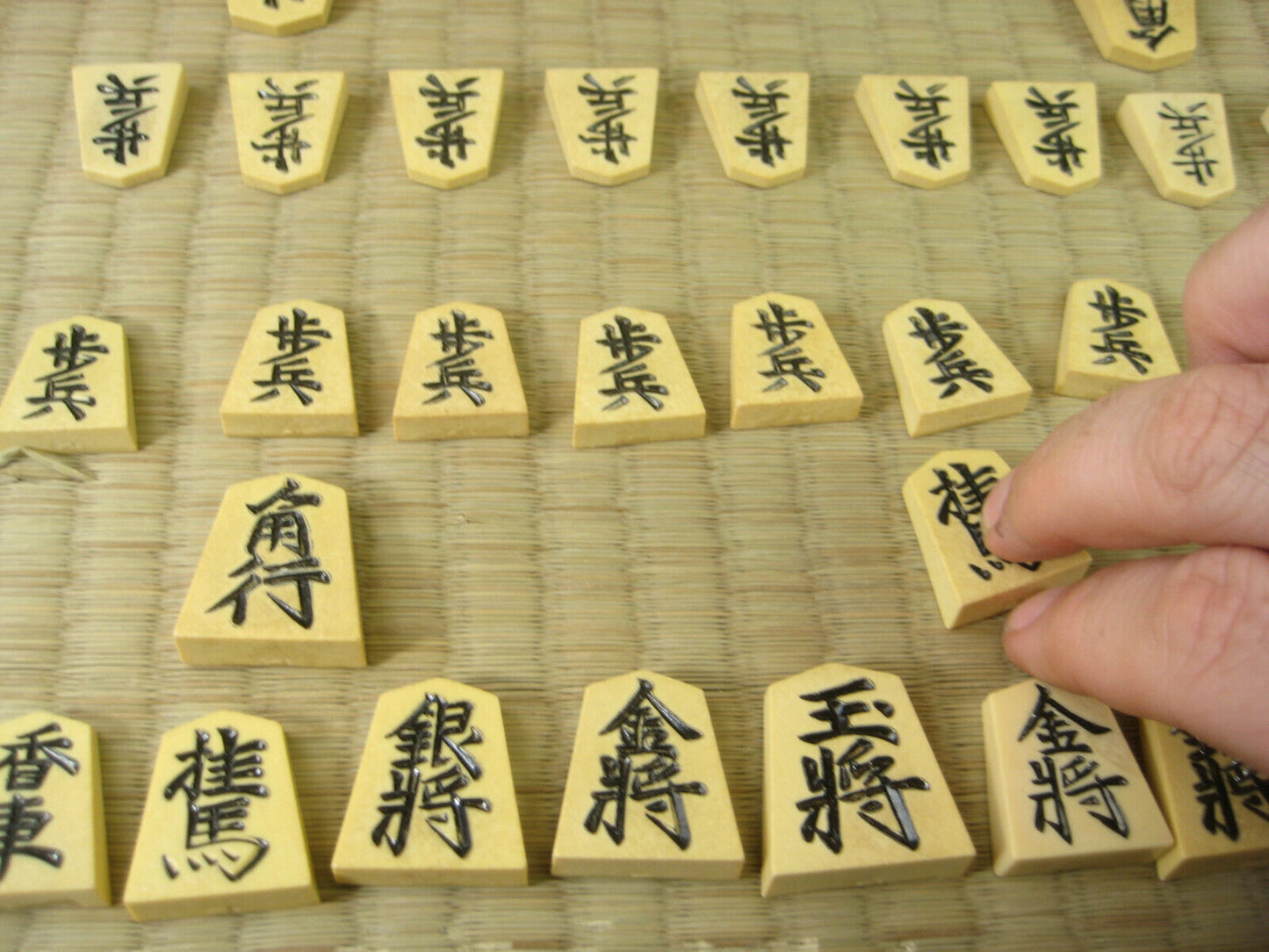 Vintage Japanese Plastic Shogi Koma Pieces W/ Original Box
