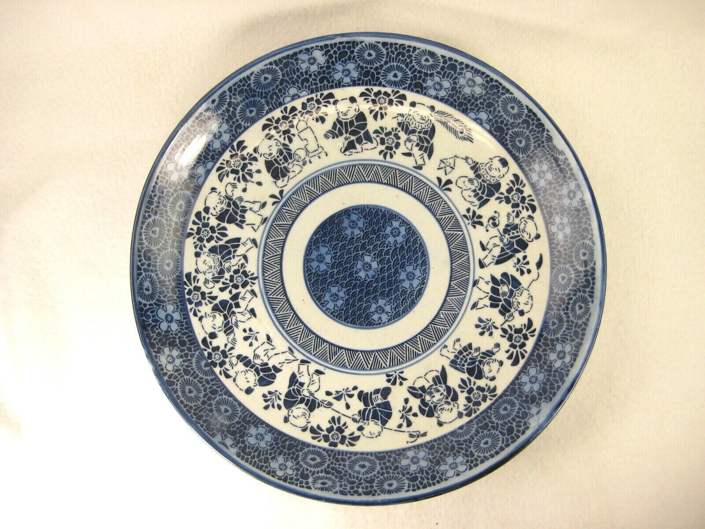 Antique Japanese c1870 Meiji Era Japanese Ceramic Imari Blue Plate Floral Design
