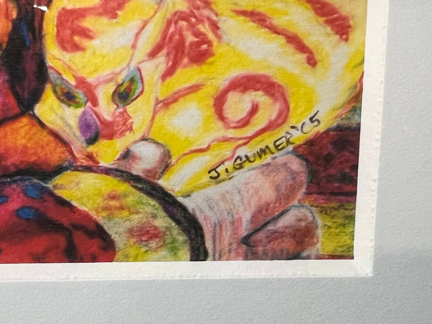 Framed Print of Baby with Colorful Bows by J. Gumer 16.5" x 13.5" Framed