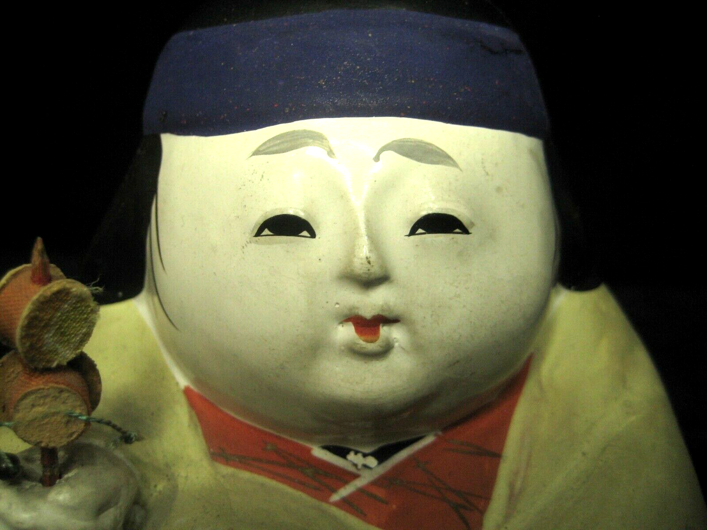 Vintage Japanese Hakata All Hand Painted Doll Ceramic Kimono Pine & Bamboo 4"H