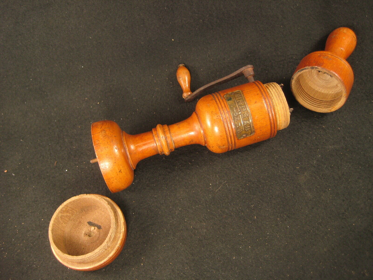 Antique Meiji Era (Early 1900'S)  Japanese Hand Crank Massager Zelkova Wood