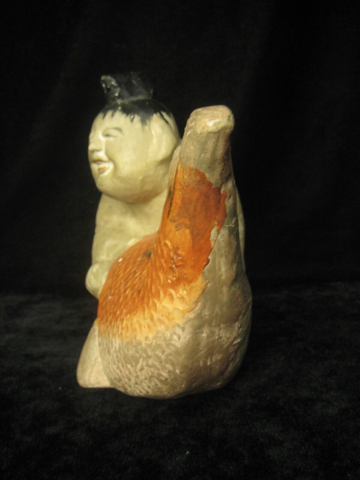 Vintage Japanese Kintaro Doll Ceramic Hand Painted Strong & Brave 8"H
