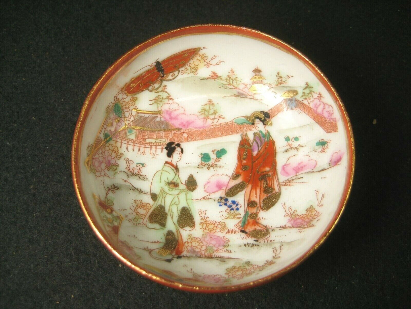 Antique Japanese (C 1920) Printed & Hand Painted Imari Ceramic Tea Pot & 4Cups