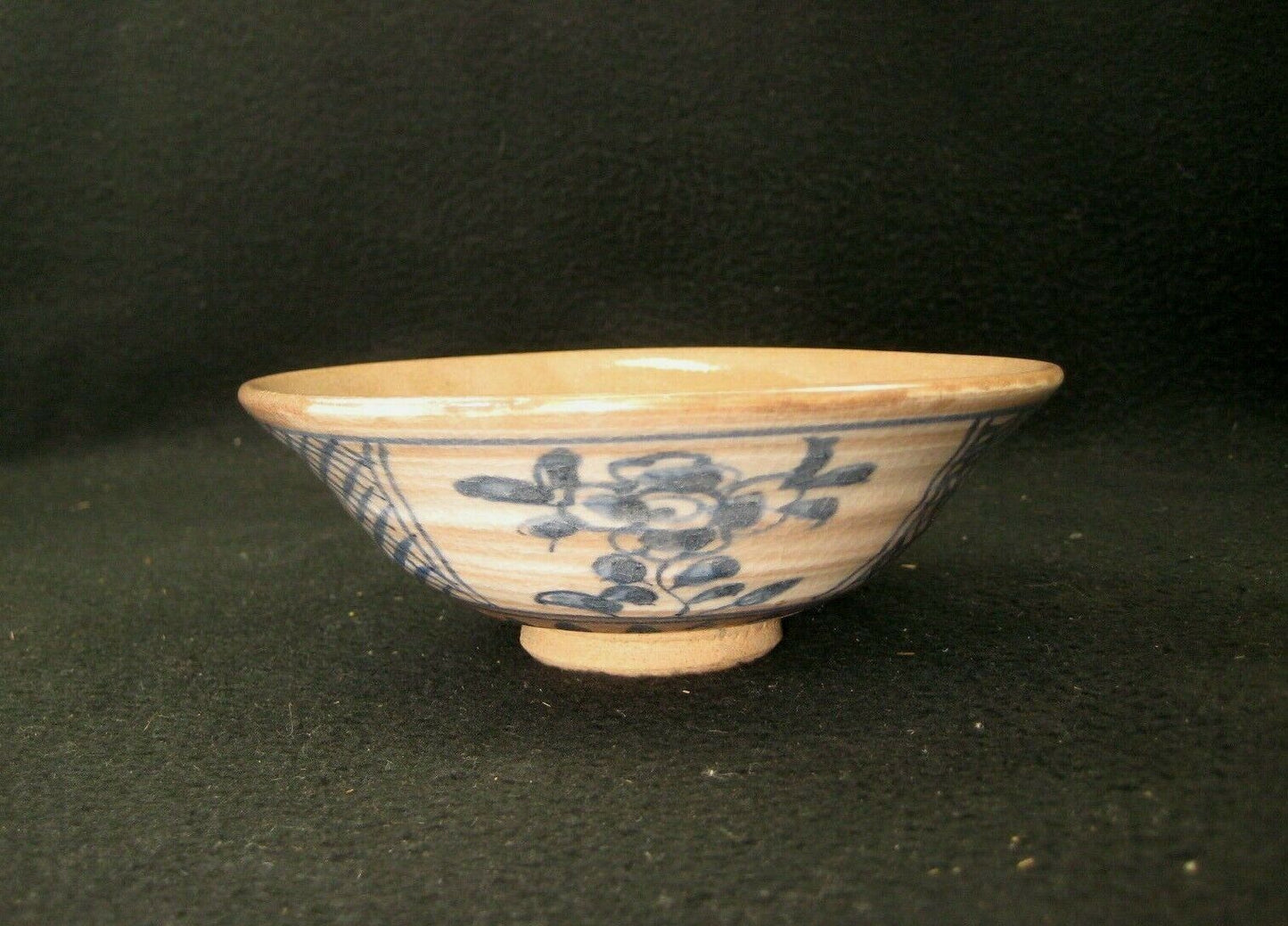 Vintage Japanese Tea Ceremony Ceramic Chawan Hand Painted Floral Tea Bowl