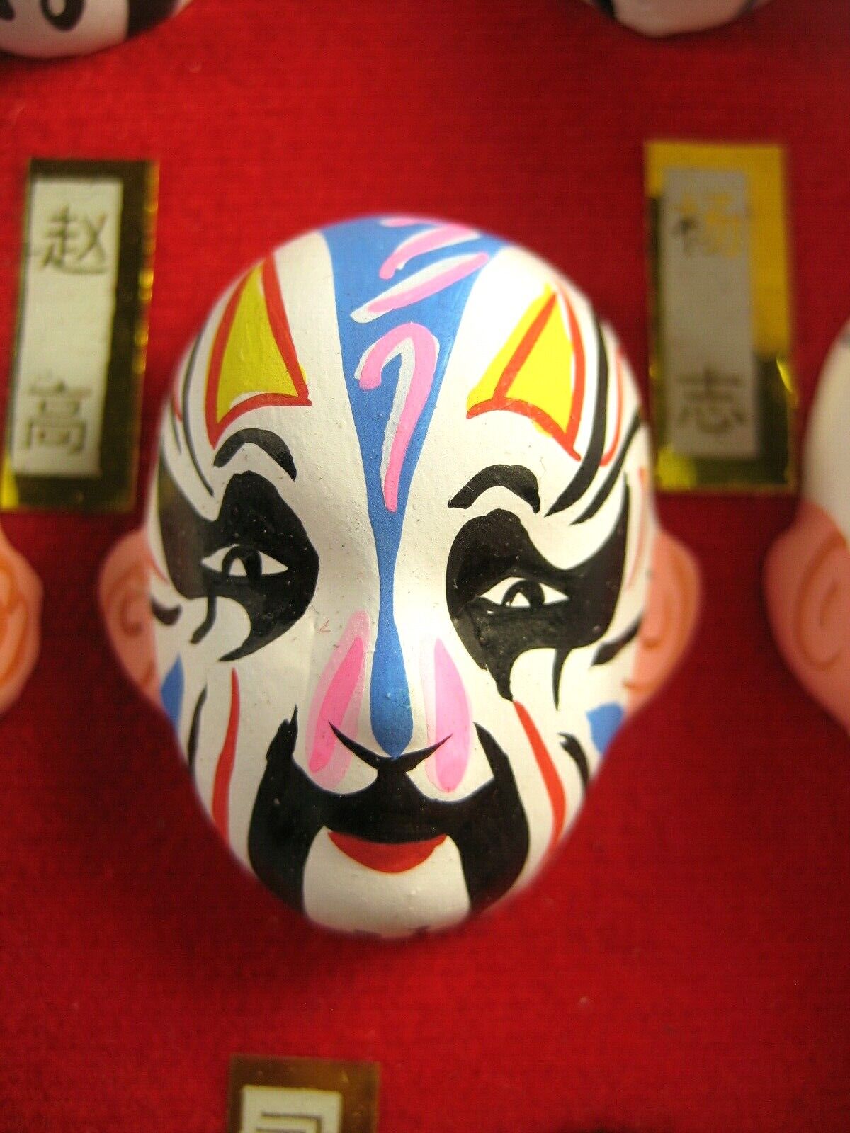 Vintage Chinese Beijing Opera Clay Masks x5 Hand painted Mini "Peking Opera Masks"