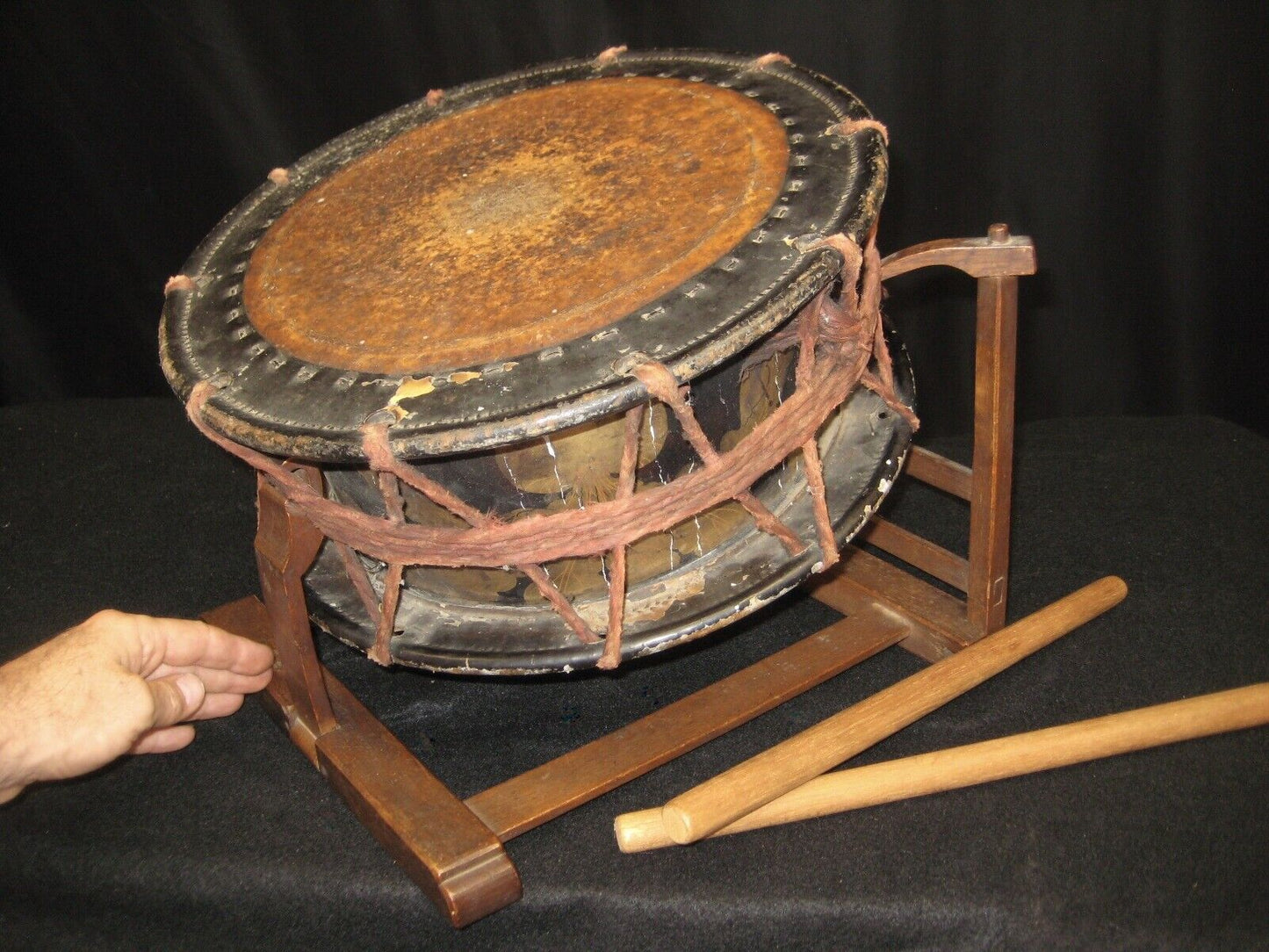 Antique Japanese Mid-Edo (1700'S) Drum Noh-Daiko Shimedaiko with Stand