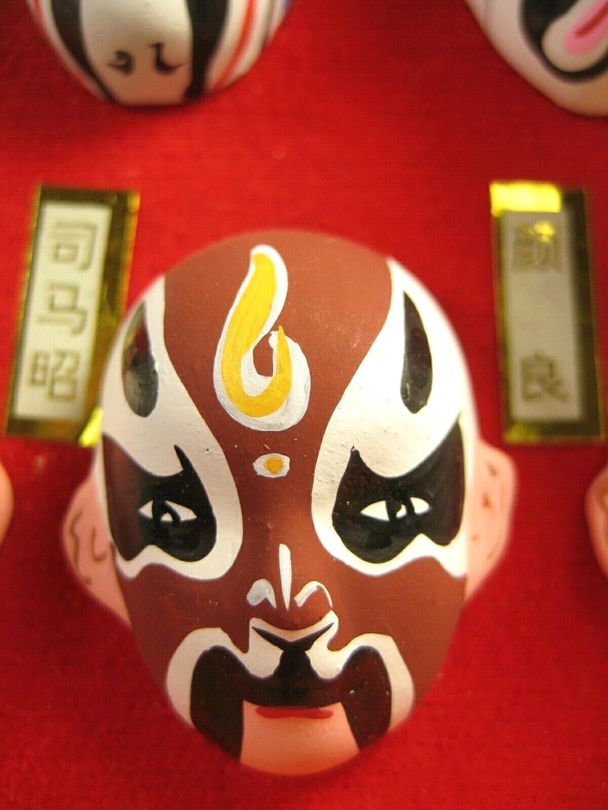 Vintage Chinese Beijing Opera Clay Masks x5 Hand painted Mini "Peking Opera Masks"