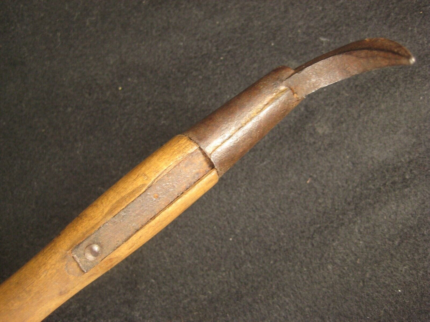 Antique Japanese Signed Forged Iron Gaff With Hinoki Wood Handle