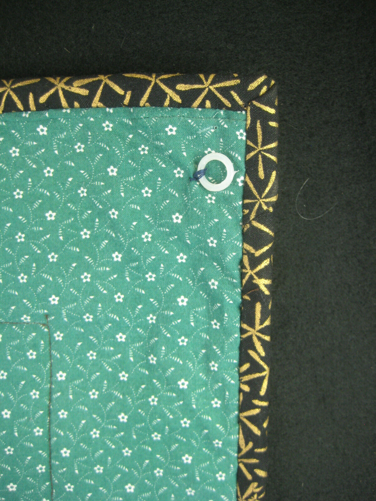 Vintage Japanese Signed Printed Cotton Stitched Quilt Geisha Design 23 X 18"